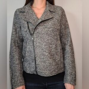 Tahari Wool Asymmetrical Zip Moto Gray Jacket XS
